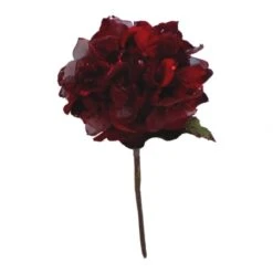 29 Inch Red Velvet Hydrangea Flower Pick With 7 Inch Flower