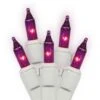 16 Foot 50 Lamp Lock Mini Light End-to-End Set W/ White Wire: Purple Lights