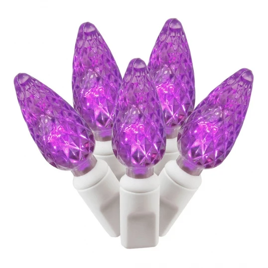 34 Foot C6 LED White Light Strand - 4 Inch Spacing: 100 Purple Lights 1 34 Foot C6 LED White Light Strand - 4 Inch Spacing: 100 Purple Lights