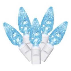 34 Foot C6 LED White Light Strand - 4 Inch Spacing: 100 Teal Lights