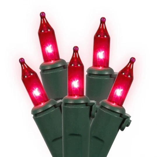 33 Foot Outdoor Mini-light Strand On Green Wire: 100 Pink Lights 1 33 Foot Outdoor Mini-light Strand On Green Wire: 100 Pink Lights