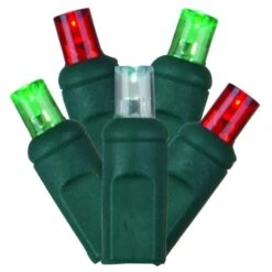 25 Foot Wide Angle LED Lights With 6 Inch Spacing On Green Wire: Red-White-Green