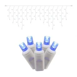 9 Foot Wide Angle White Icicle LED Strand: Blue Lights
