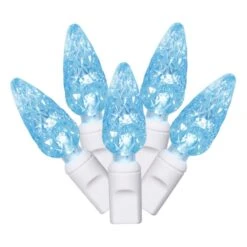 25 Foot C6 LED White Light Strand - 6 Inch Spacing: 50 Teal Lights