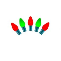 16 Foot C7 LED Lights With Green Wire: Red-White-Green